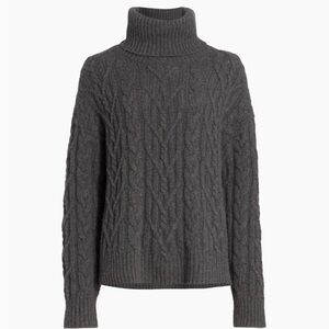 Nili Lotan Charcoal Gigi Cable Knit Turtleneck Sweater